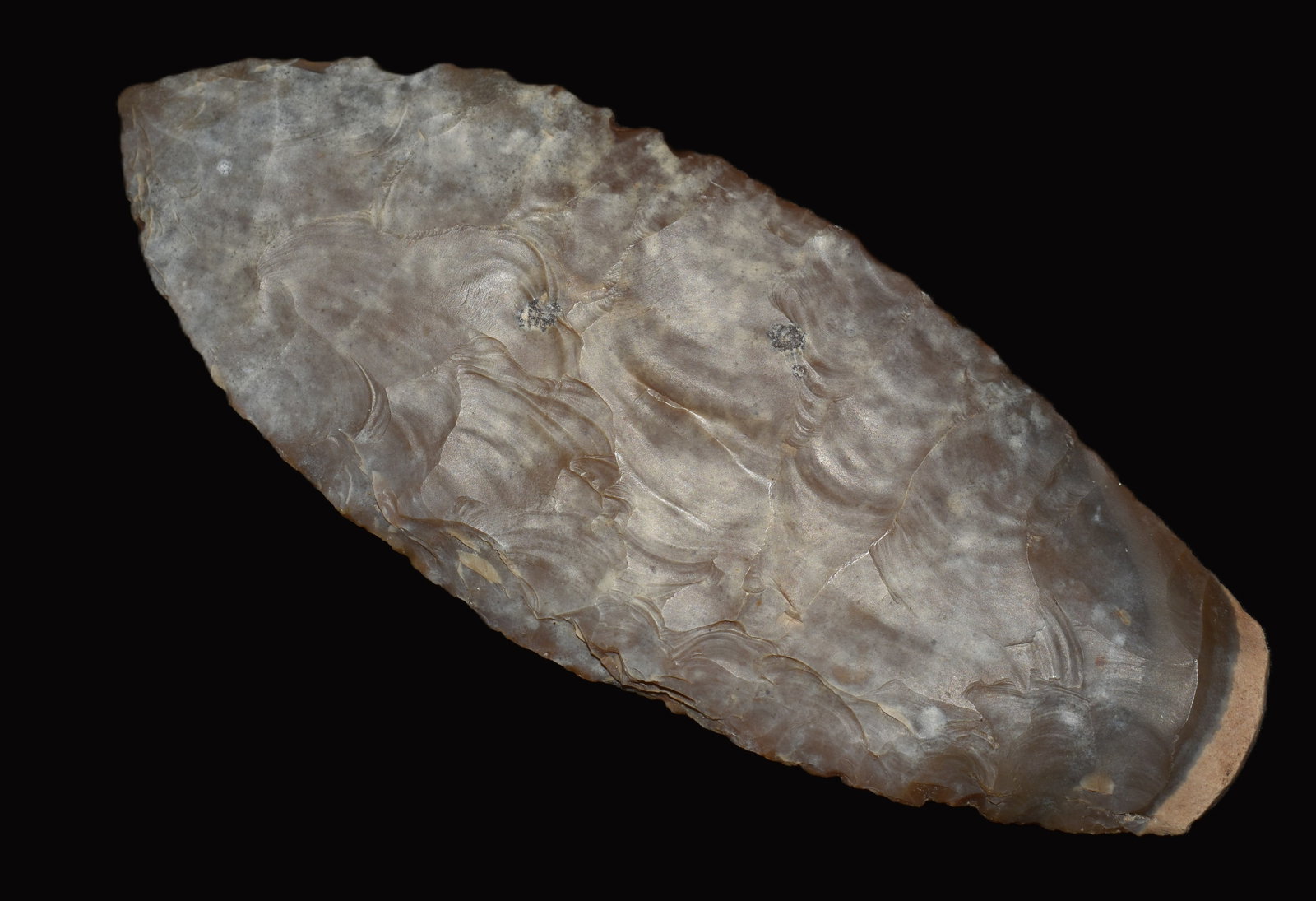 5 1/8" Pre-Columbian Chalcedony Bifacial Leaf Blade, 500 BCE–1200 CE (1 of 9)