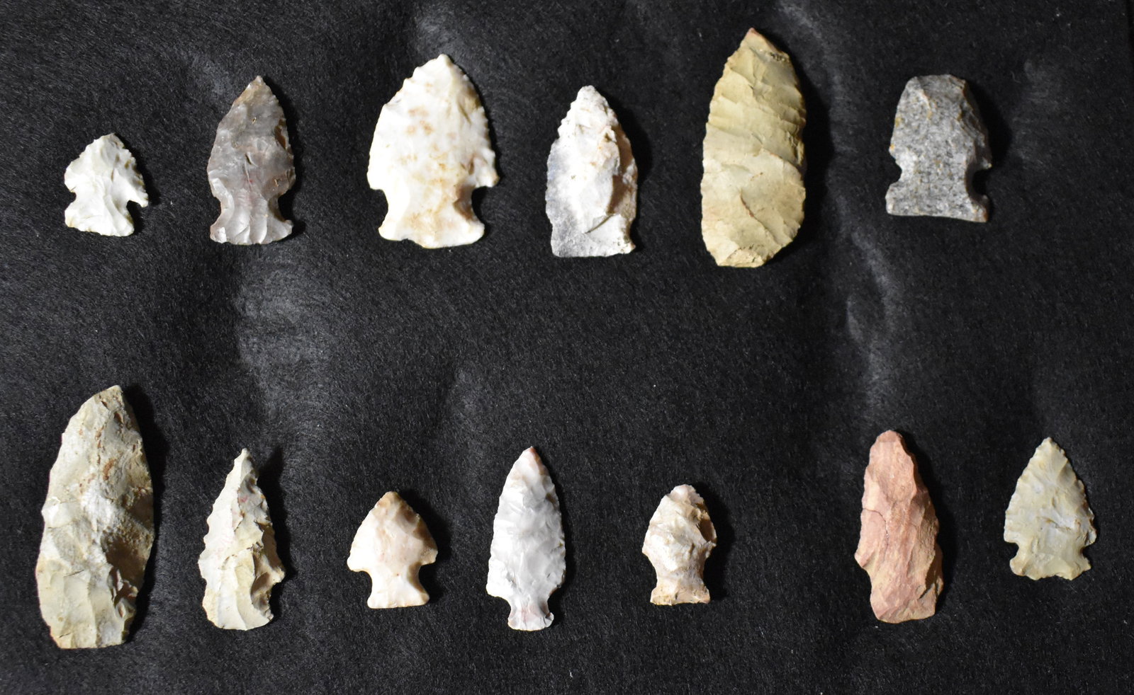 Frame of 13 Arrowheads found in Vermillion County, Indiana (1 of 7)