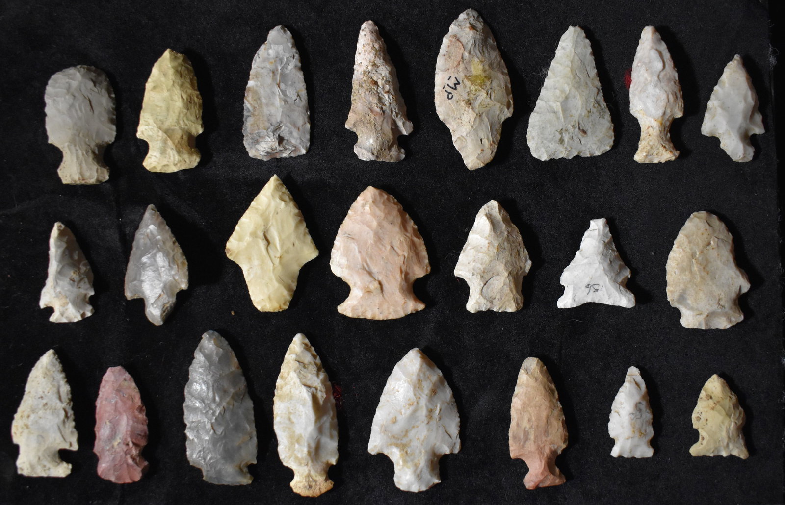 Frame of 23 Arrowheads found in Vermillion Co., Indiana (1 of 7)