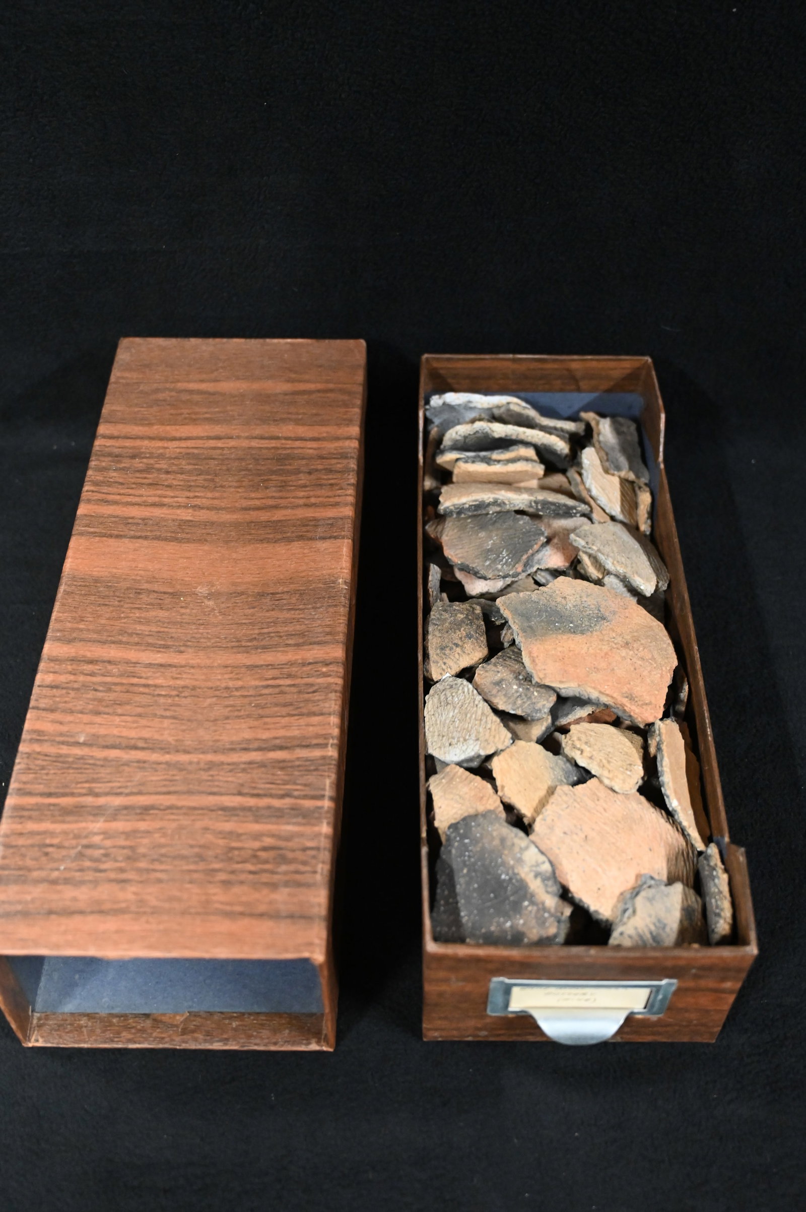 Box of Damaged Native American Damaged Pottery Shards Found in St. Louis Co. Missouri. 15" x 6" x (1 of 5)