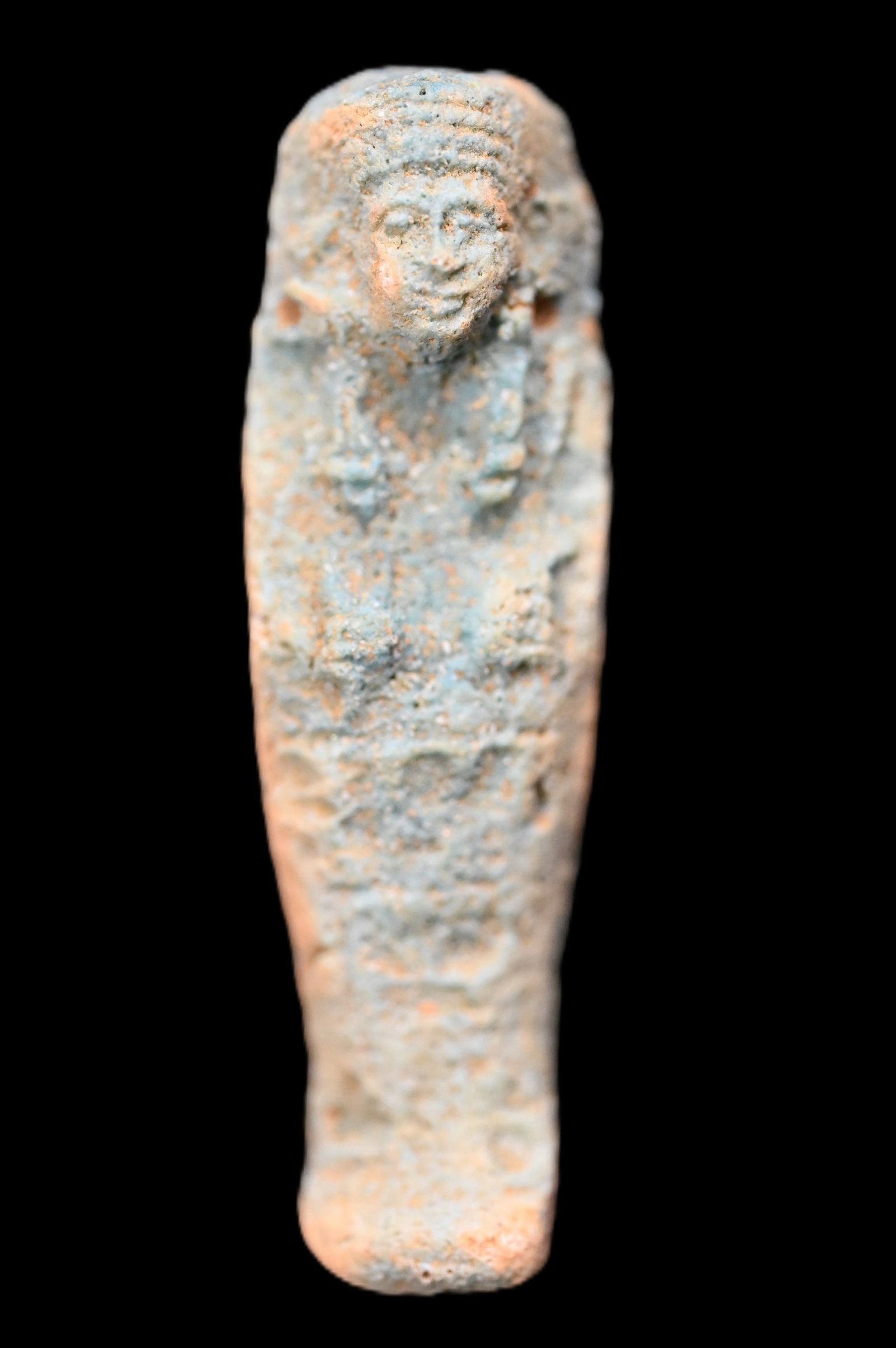 2 3/16" Ancient Egyptian Faience Ushabti Late Period c.600 BC. Faience Mummy Ushabti figure. (1 of 5)