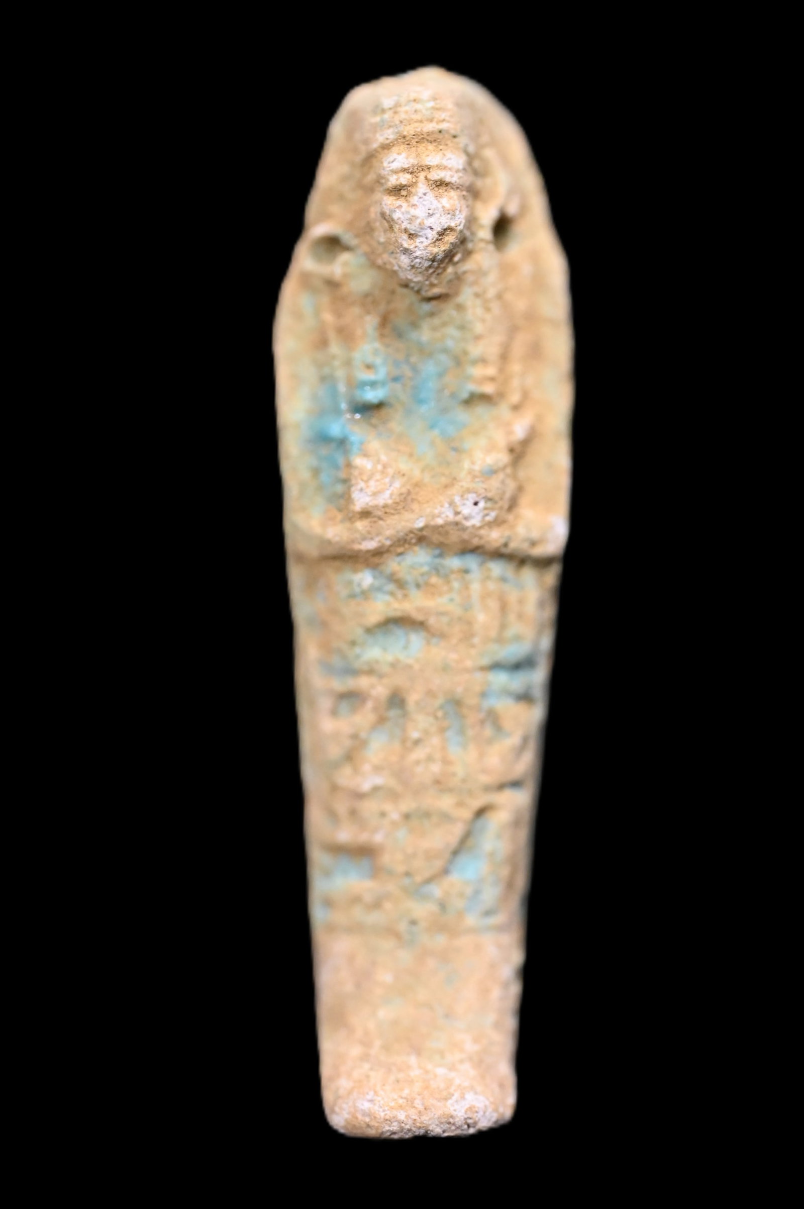 1 7/8" Ancient Egyptian Faience Ushabti Late Period c.600 BC. Faience Mummy Ushabti figure. (1 of 5)