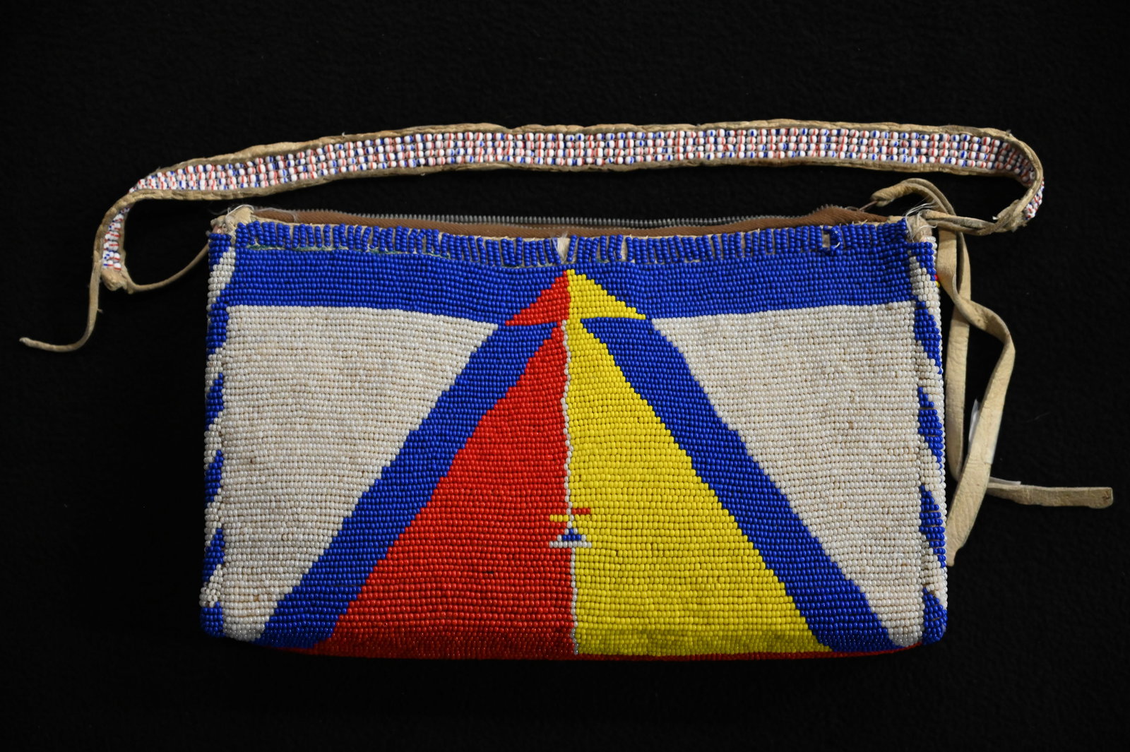 10" Beaded Leather Purse. (1 of 8)