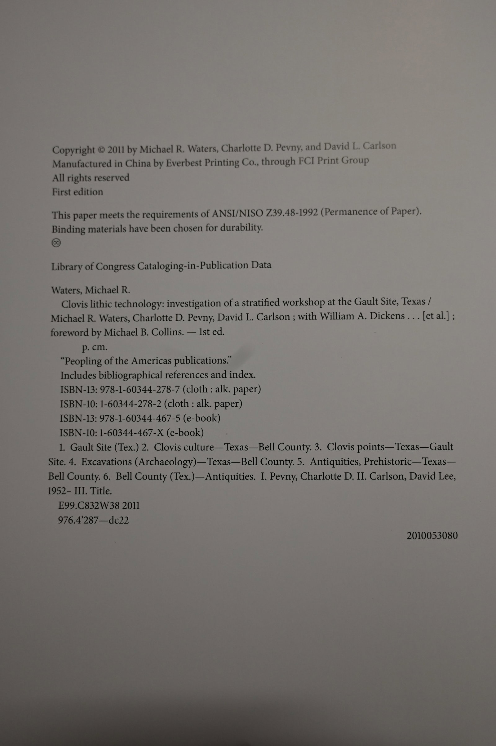 Clovis Lithic Technology by Michael Waters 2011. - 2