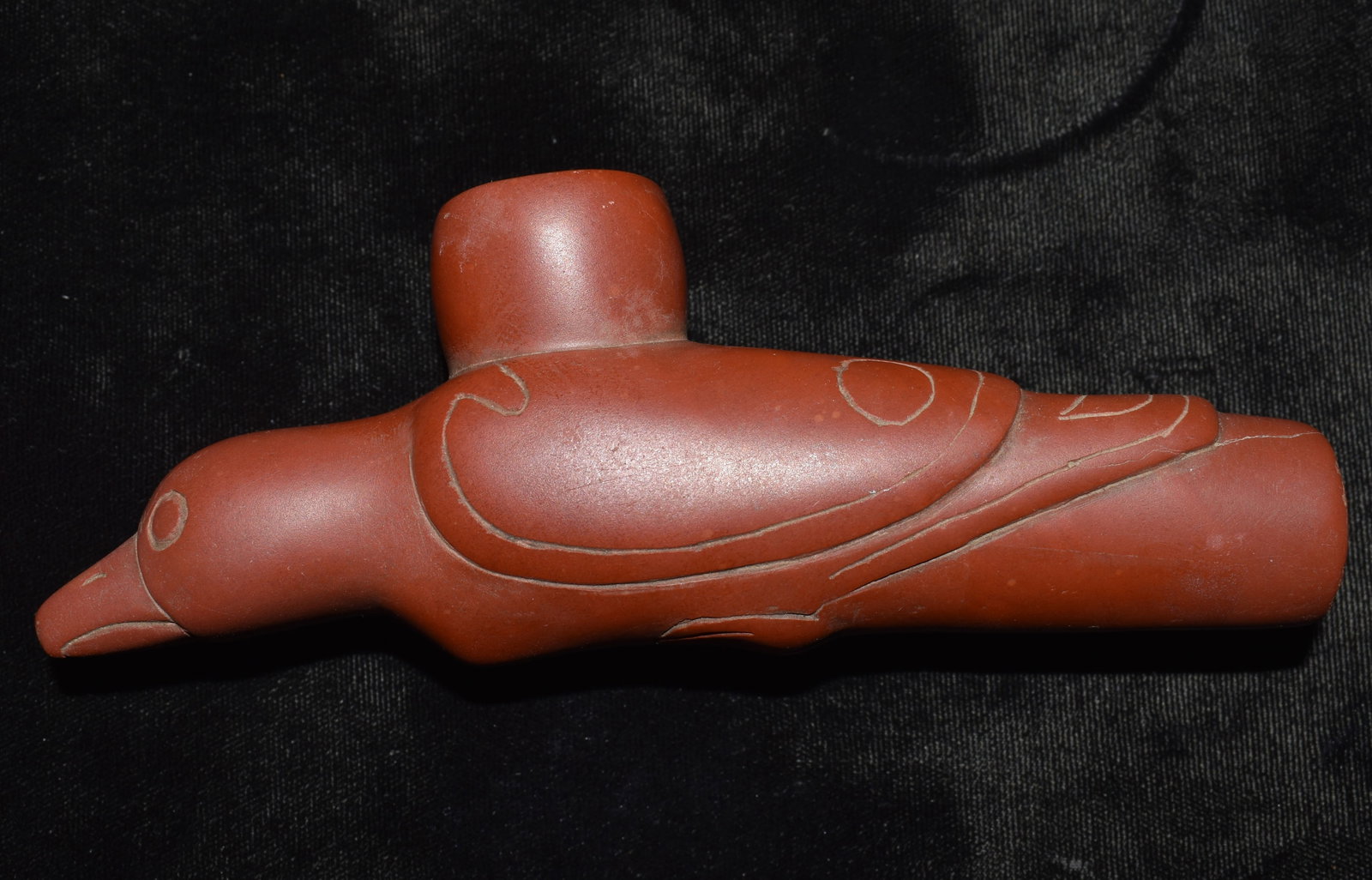 Red Stone Bird Effigy Pipe, Pike County, Illinois, ca. 1970s (1 of 8)