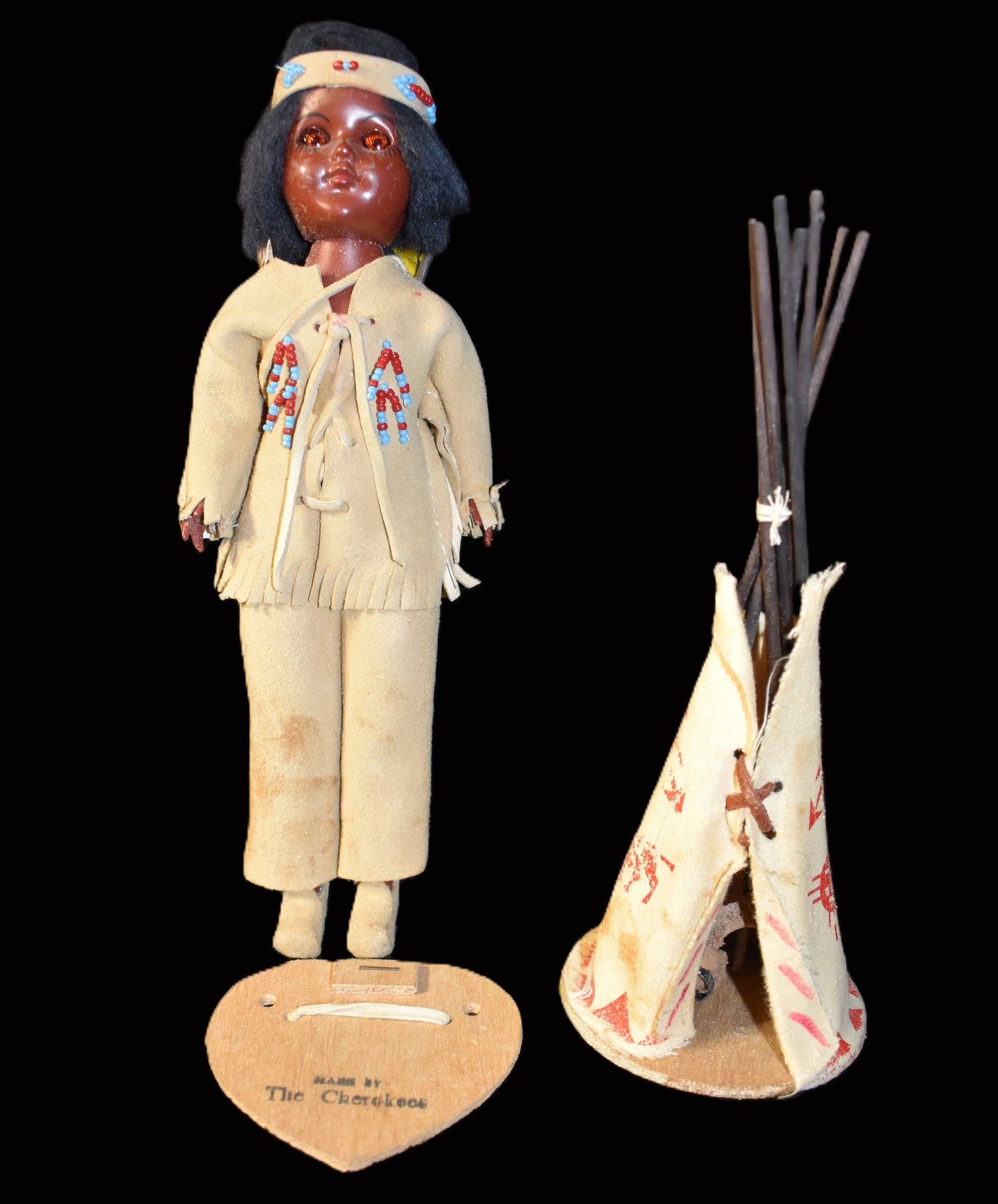 Cherokee Handmade Doll & Teepee Set, Mid-Century Craft (1 of 5)