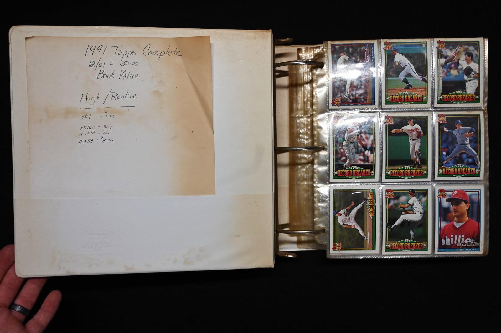 1991 Topps Baseball Cards Complete Set in a 3 ring binder album. (1 of 4)