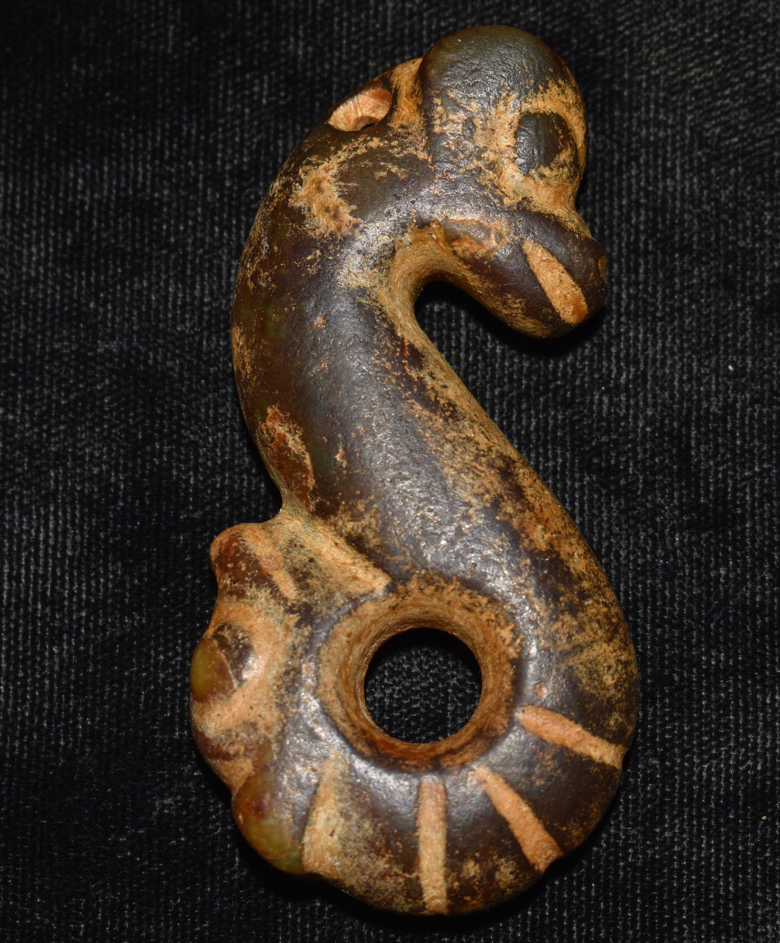 Hand Carved Archaic Style Chinese Stone Serpent Pendant, Late Qing to Republic Period (1 of 6)