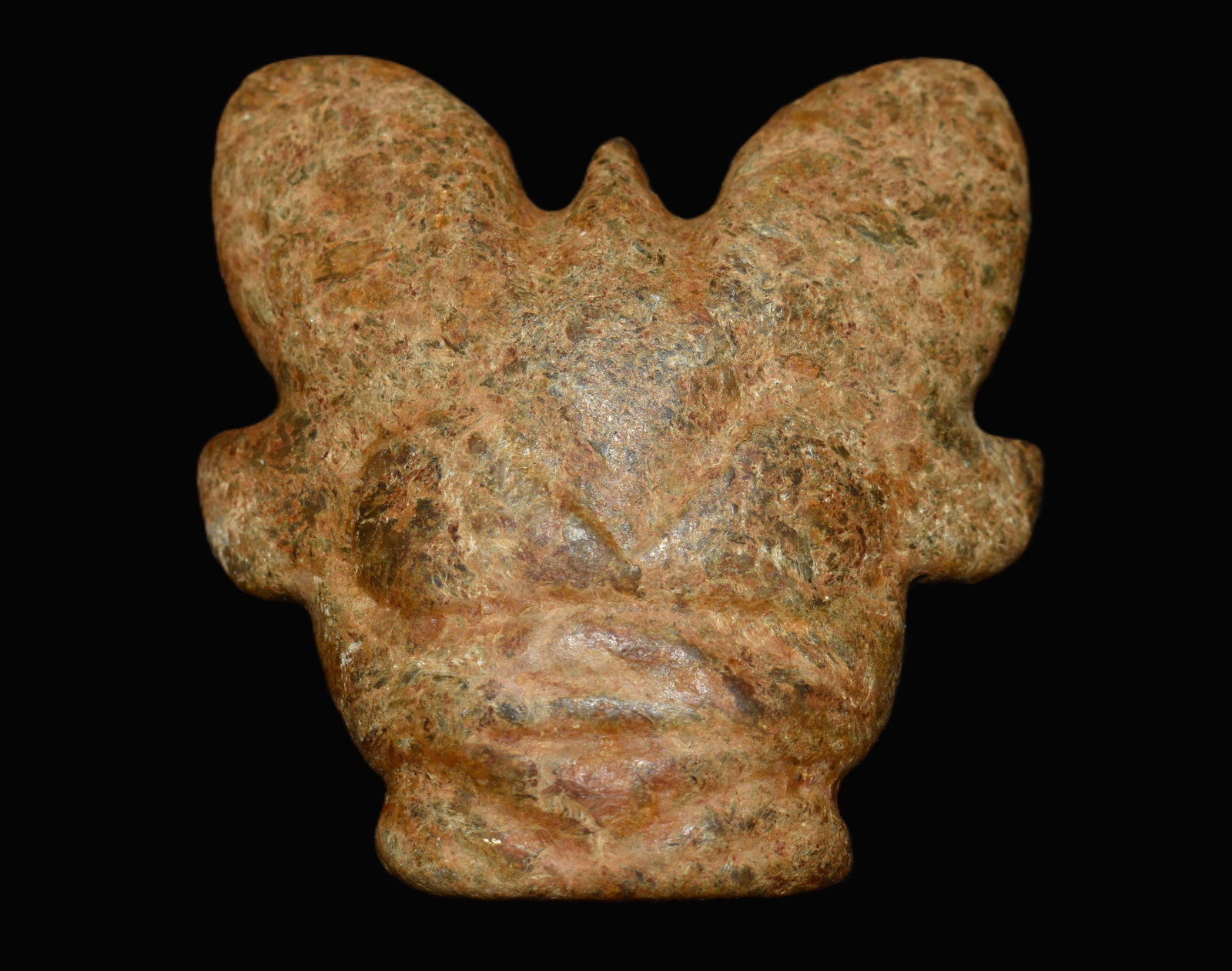Hand Carved Archaic Style Chinese Stone Guardian Mask Pendant, Late Qing to Republic Period (1 of 7)