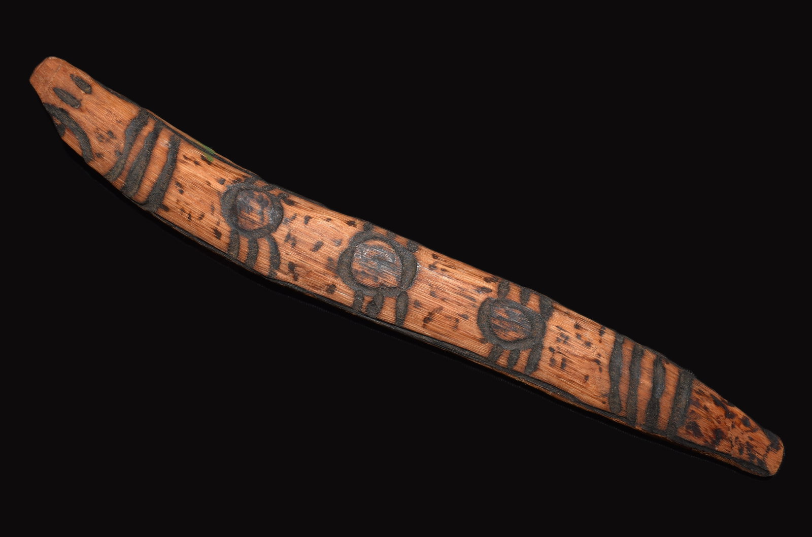 Likely Aboriginal Australian Carved Wooden Snake Toy — Burned Motifs, Mid 20th Century, 10¼ (1 of 5)