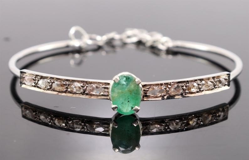 1.09CT Certified Polki Diamond silver bracelet (1 of 4)