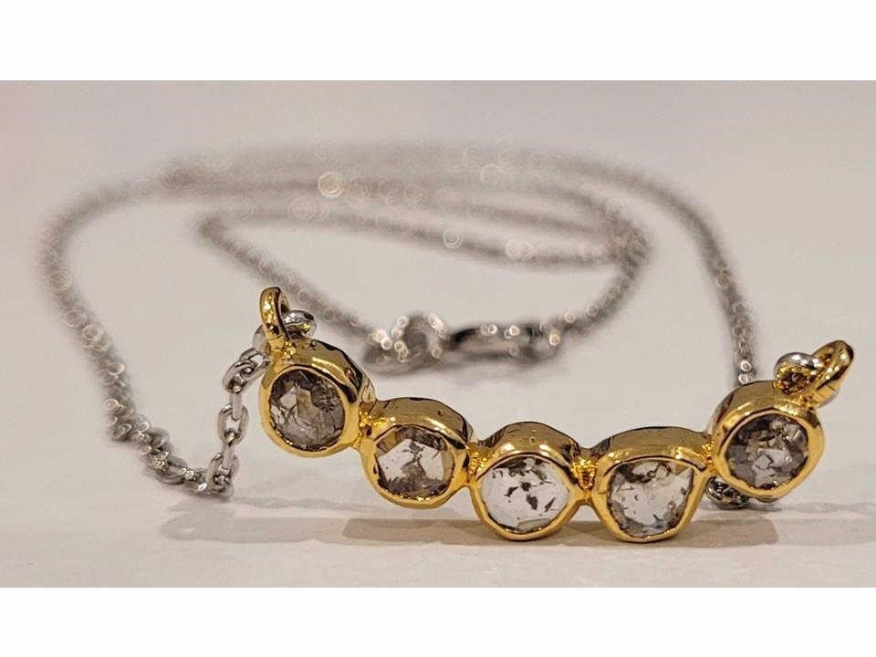 1CT Certified Raw Polki diamond necklace gold silver (1 of 6)