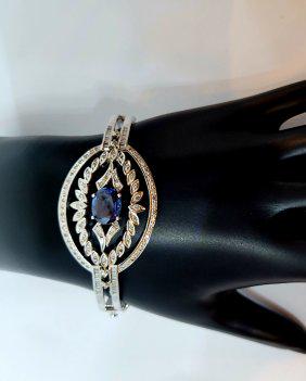 Diamond Sapphire silver bracelet (1 of 5)