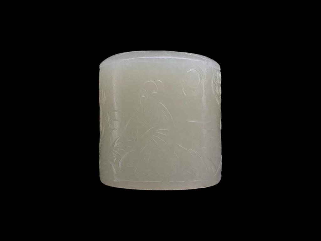 Carved Celadon Jade Archers Ring (1 of 3)