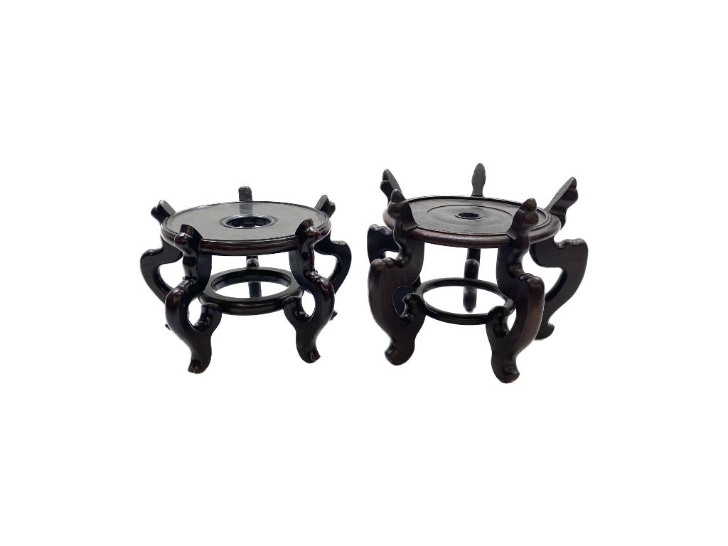 Two Similar  Asian Carved Wood Vase Stands (1 of 3)