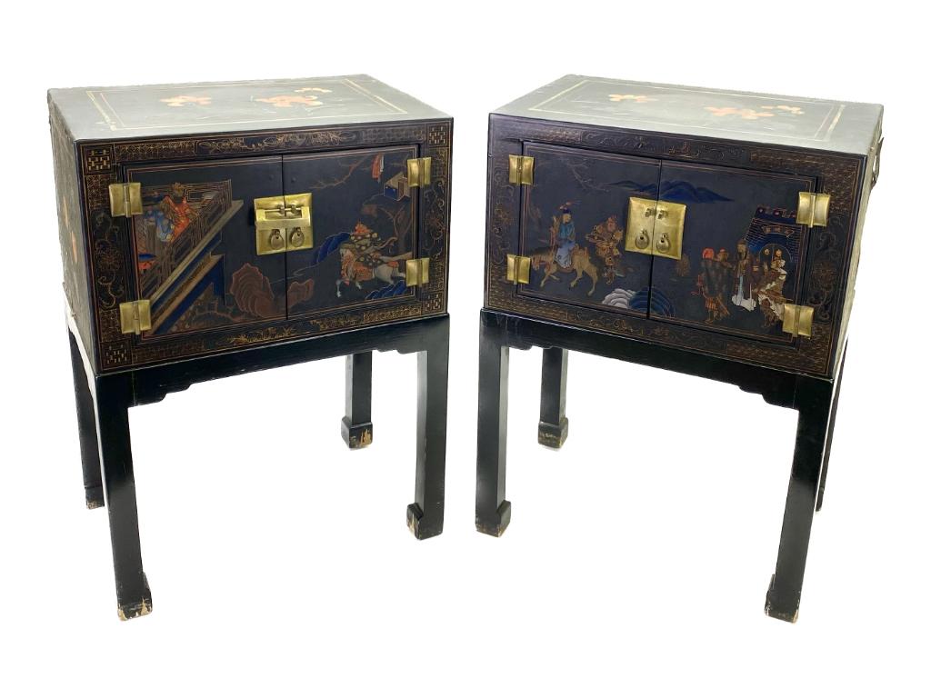 Pair of Chinese Black Lacquer Side Cabinets (1 of 5)