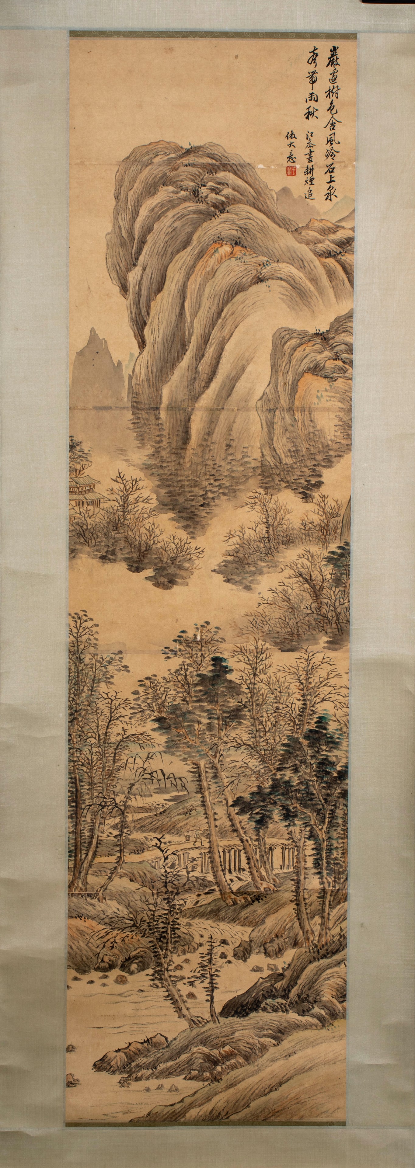 A Hanging Scroll of Landscape by Wang Hui: Wang Hui’s Landscape Conception Hanging Scroll: Based on paper (or silk), it uses ink-wash techniques to paint landscapes, and is a work by Qing Dynasty painter Wang Hui. As one of the "Four Wangs,"
