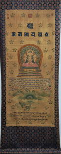 A Thangka of Embroidery from the Qing Dynasty: Qing-Dynasty Kesi Thangka: Made of silk, crafted using the "warp-through and weft-breaking" kesi weaving technique, presenting Buddha images, scriptures, and decorative patterns, it belongs to Qing Dy