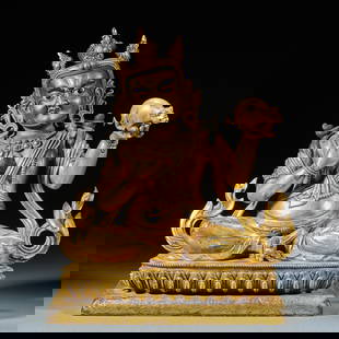 Gilt-bronze statue of the Yellow Buddha of Wealth: This gilded copper statue of the Yellow Wealth Deity is made of copper and gilded. It is exquisitely cast. The Yellow Wealth Deity is an important deity in Tibetan Buddhism. This statue embodies the a