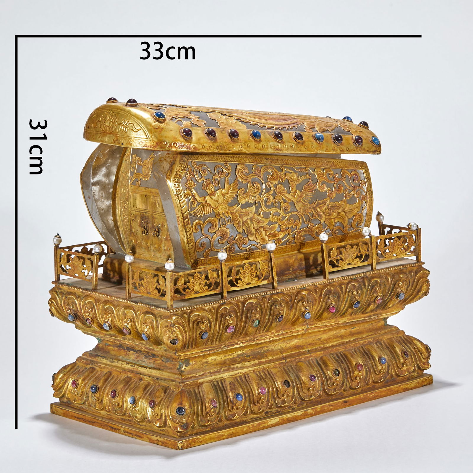 Gilt-Bronze Relic Coffin with Crystal Cover (1 of 12)