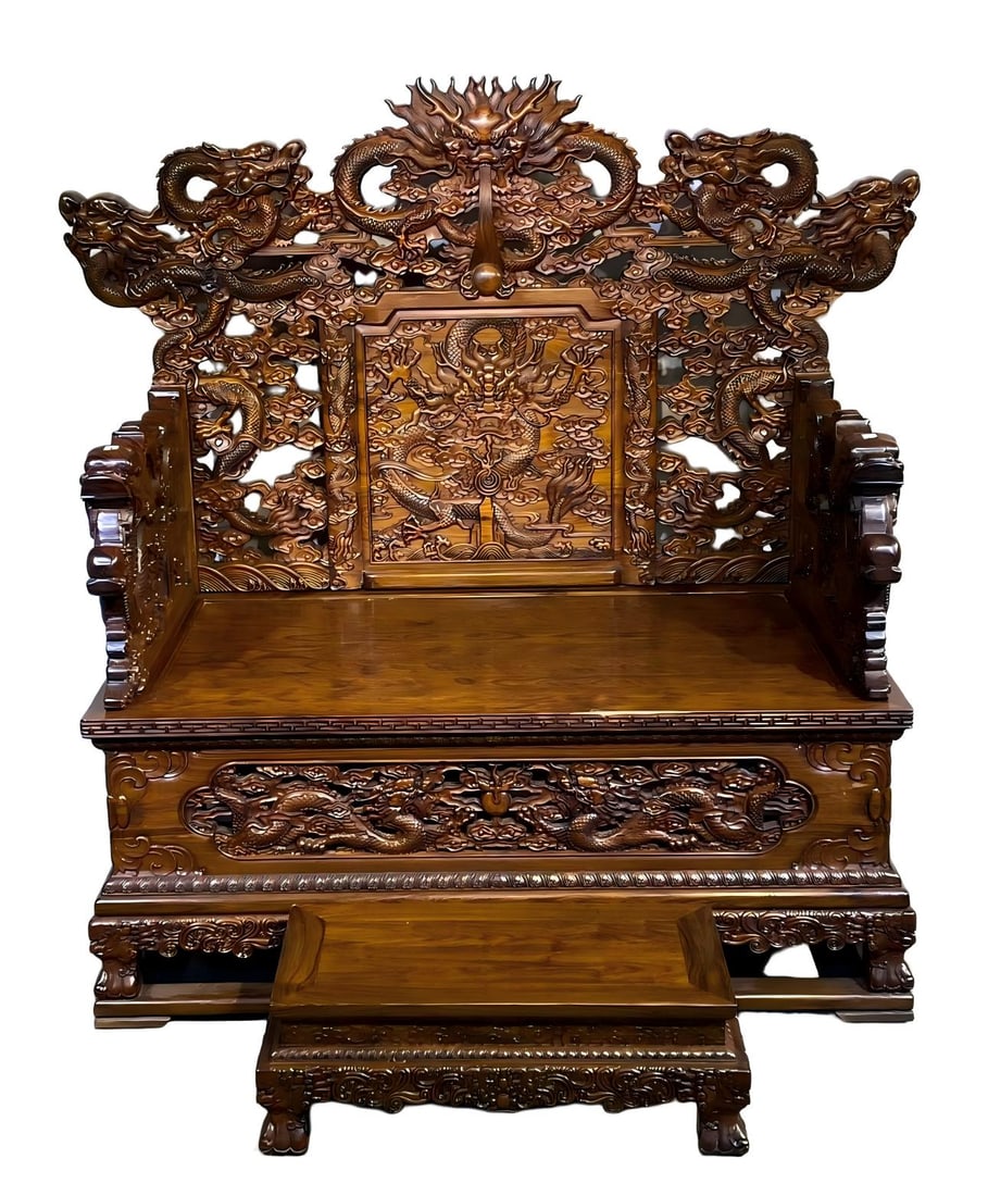 High-Relief Large-Leaf Huanghuali Wood Throne (1 of 8)