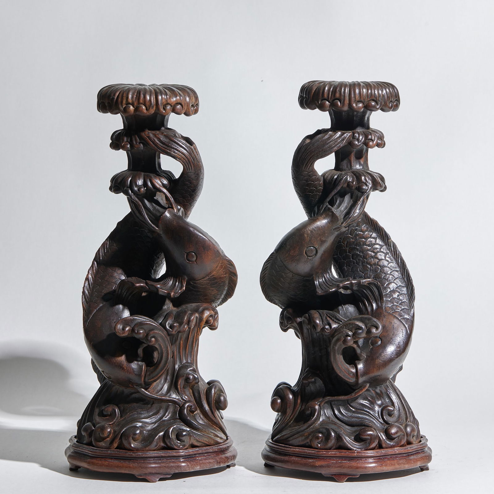 Eaglewood Candlestick with Yearly Abundance (Fish) Motif (1 of 7)