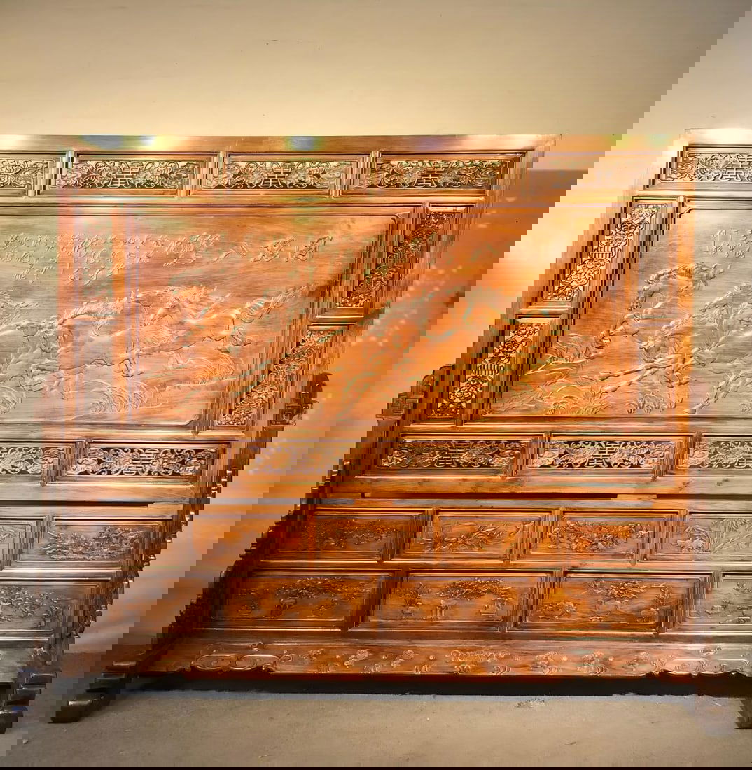 Huanghuali Wood Double-Sided Screen with Eight Steeds Motif (1 of 8)