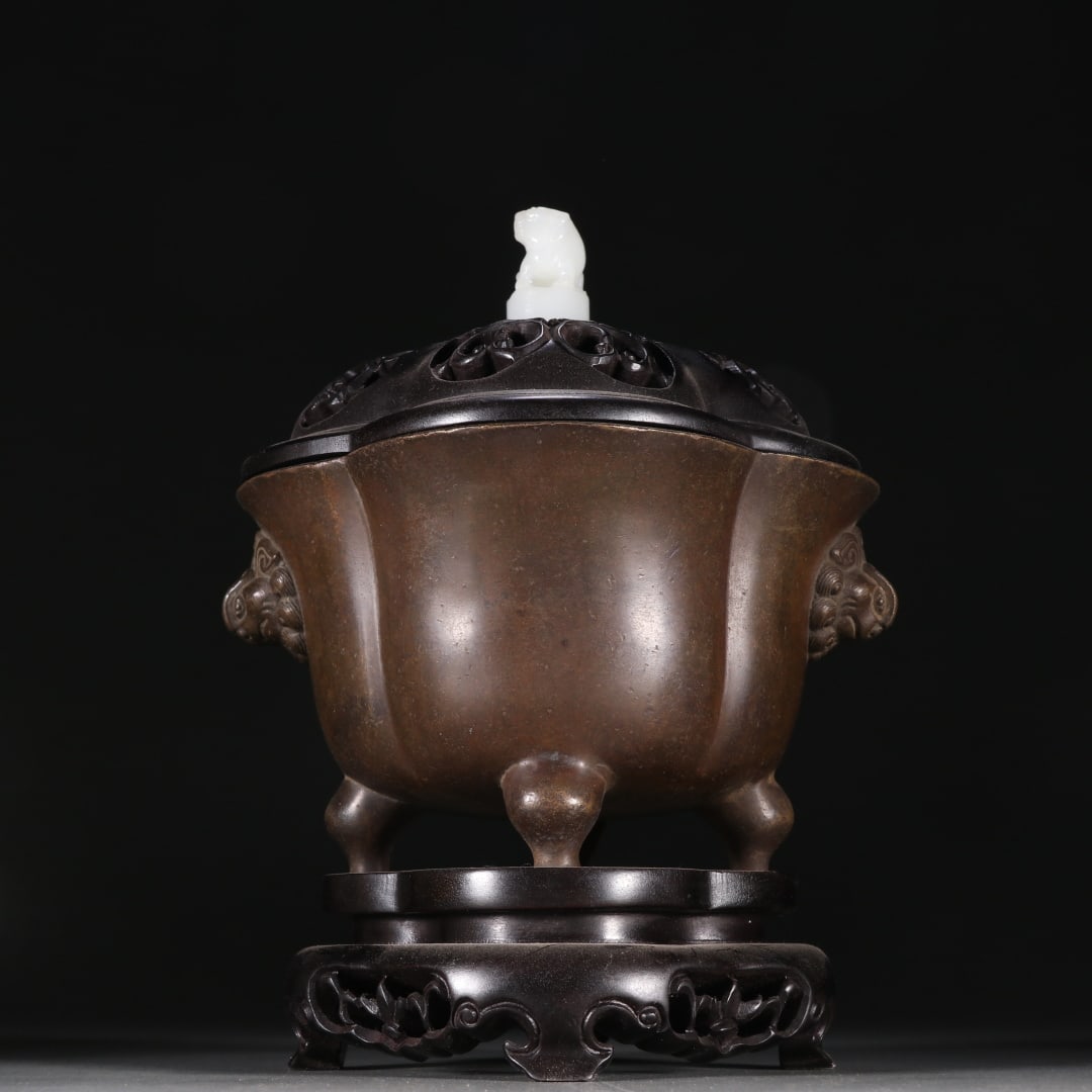 Bronze Incense Burner with Double Lion Ears, Xuande Reign Mark, Ming Dynasty (1 of 9)