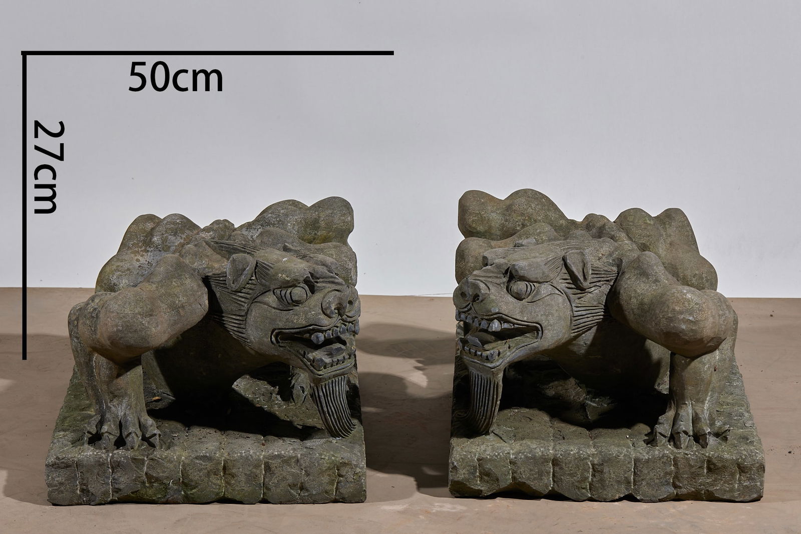 A Pair of Blue Stone Water-Stopping Beasts, Northern Wei Dynasty (1 of 9)