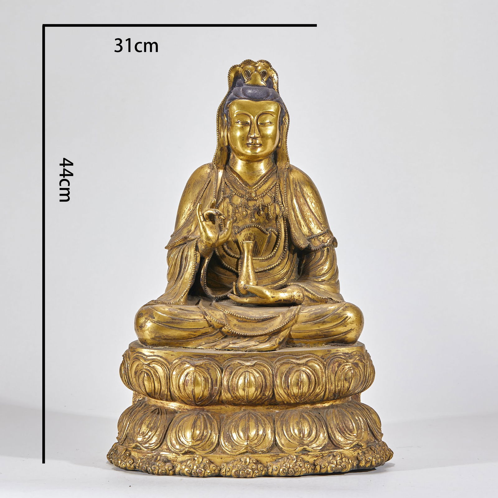 Gilt-Bronze Guanyin Holding a Pure Vase (1 of 10)