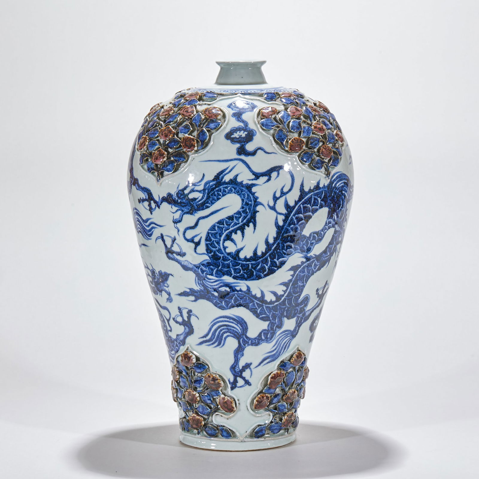 Blue and White Plum Vase with Dragon Motif (1 of 9)