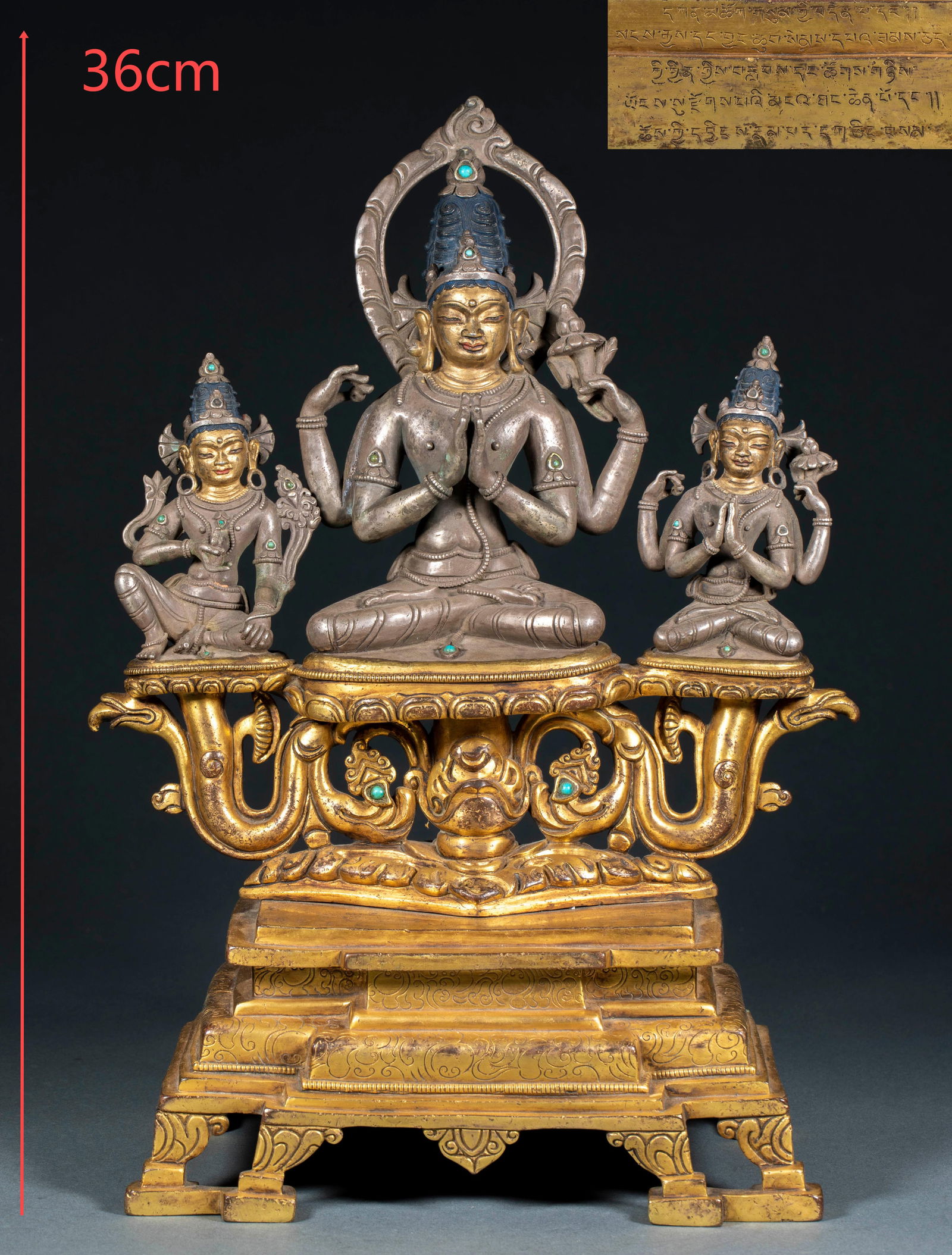 Silver-Bodied Gilt Seated Statue of Four-Armed Guanyin, Ming Dynasty (1 of 17)