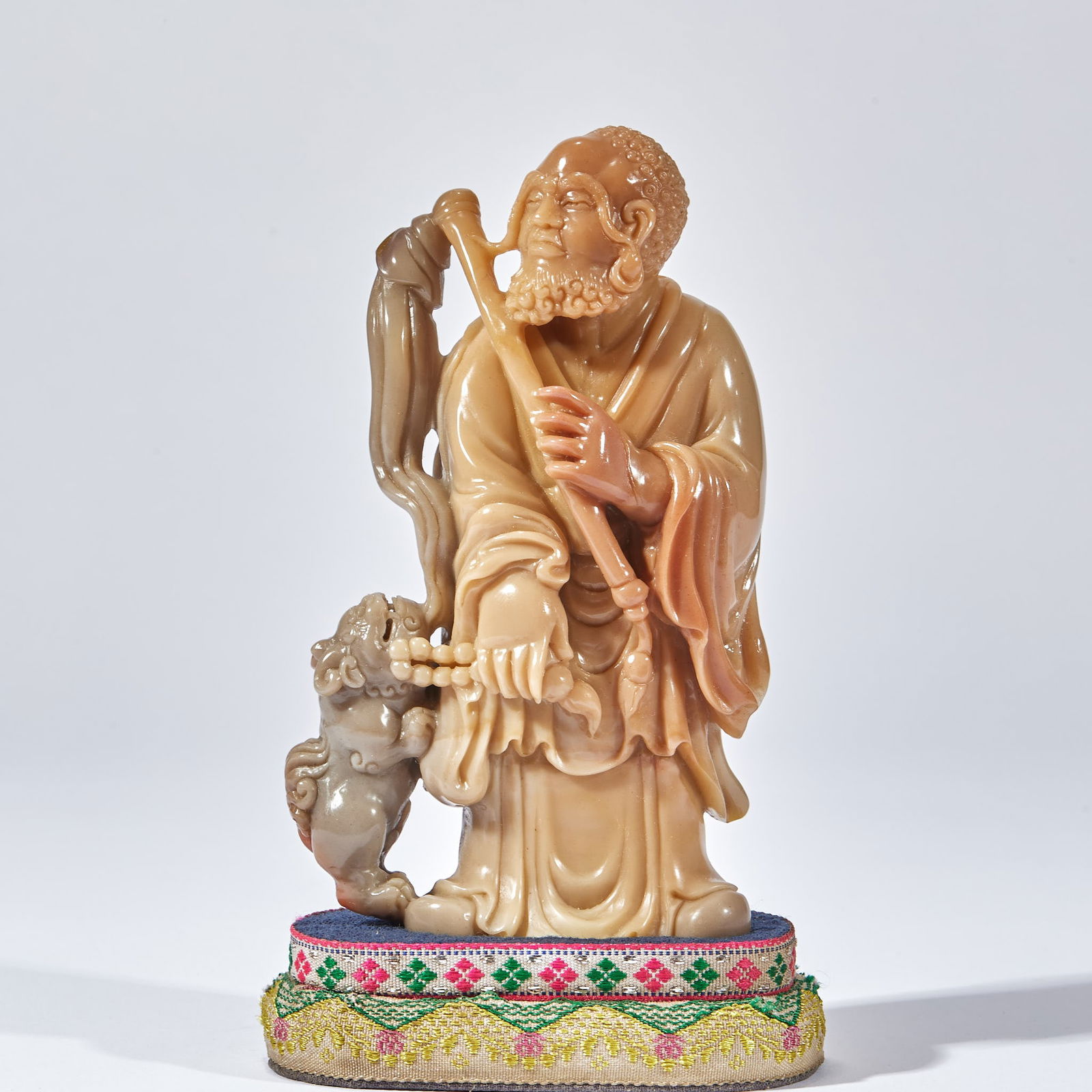 Shoushan Stone Carving of Laughing Lion Arhat (1 of 8)