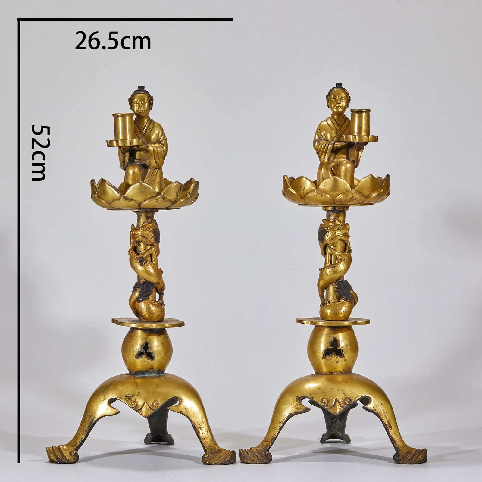 A Pair of Khitan Noble Coiled Dragon Candlesticks, Liao Dynasty (1 of 11)
