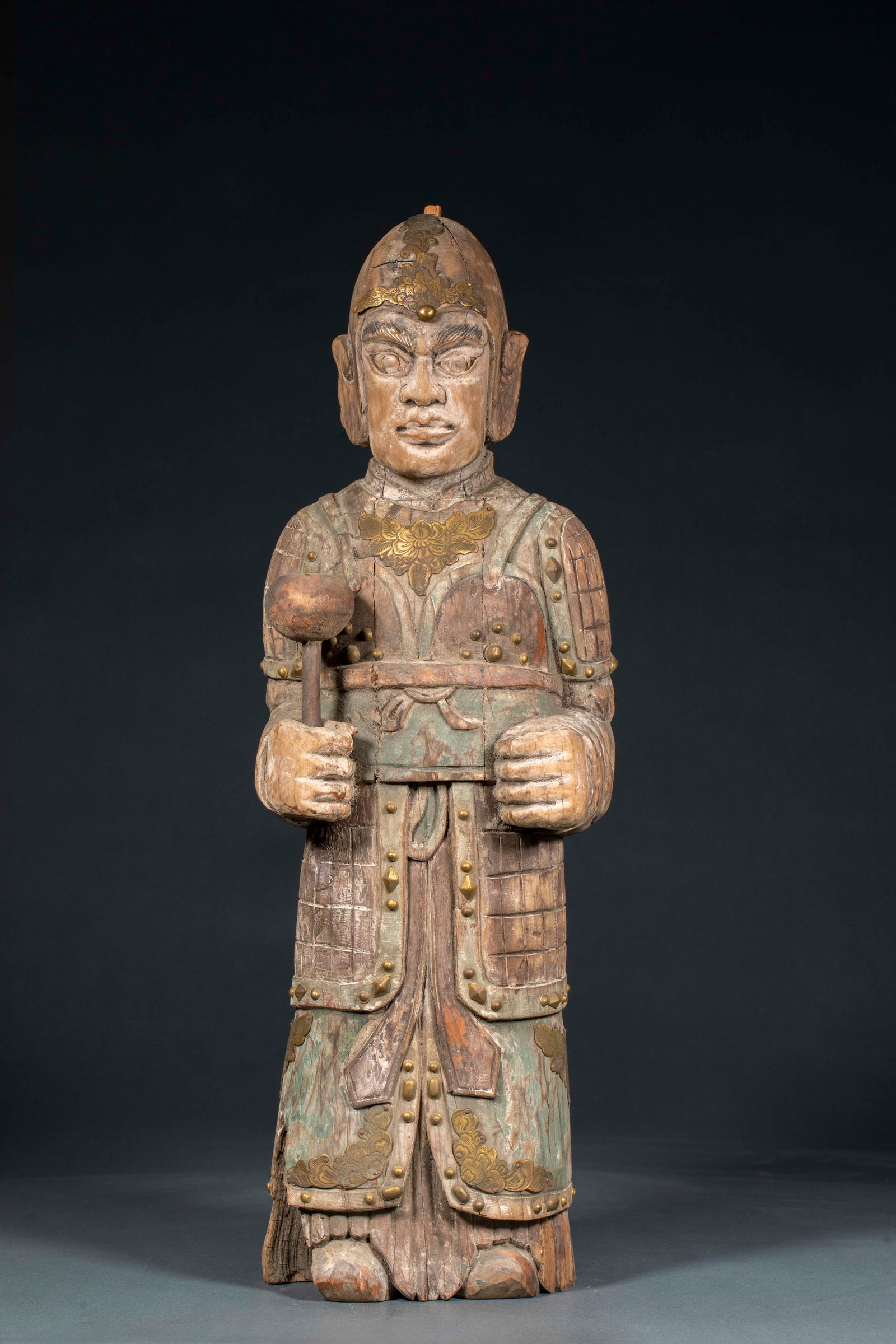 Painted Bronze Warrior Figurine, Pre-Ming Dynasty (1 of 13)