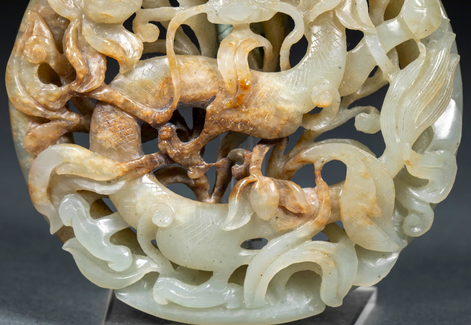 Openwork jade plaque with dragon pattern, Hetian jade - 3