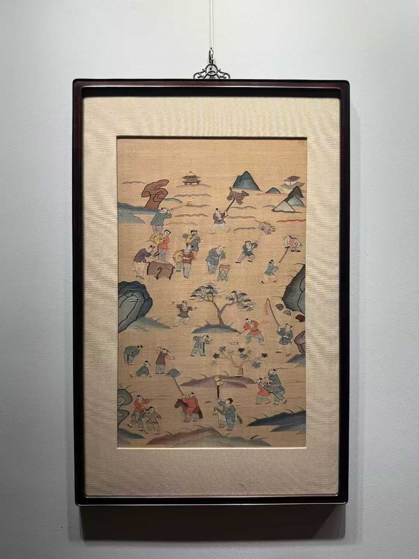 Kesi (silk tapestry) of Hundred Boys Celebrating the Lantern Festival , Qing Dynasty: Qing Dynasty, Kesi "Hundred Boys Celebrating the Lantern Festival", L: 91cm, W: 59cm. Woven in the imperial kesi workshop of the Qing Dynasty, it was a royal display piece made of mulberry silk thread