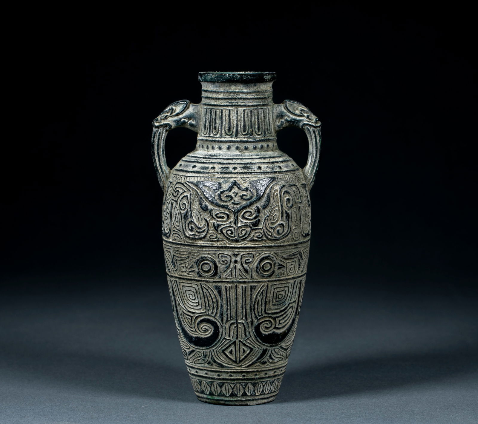 Beast-eared vase with taotie pattern, Pre-Ming Dynasty (1 of 11)