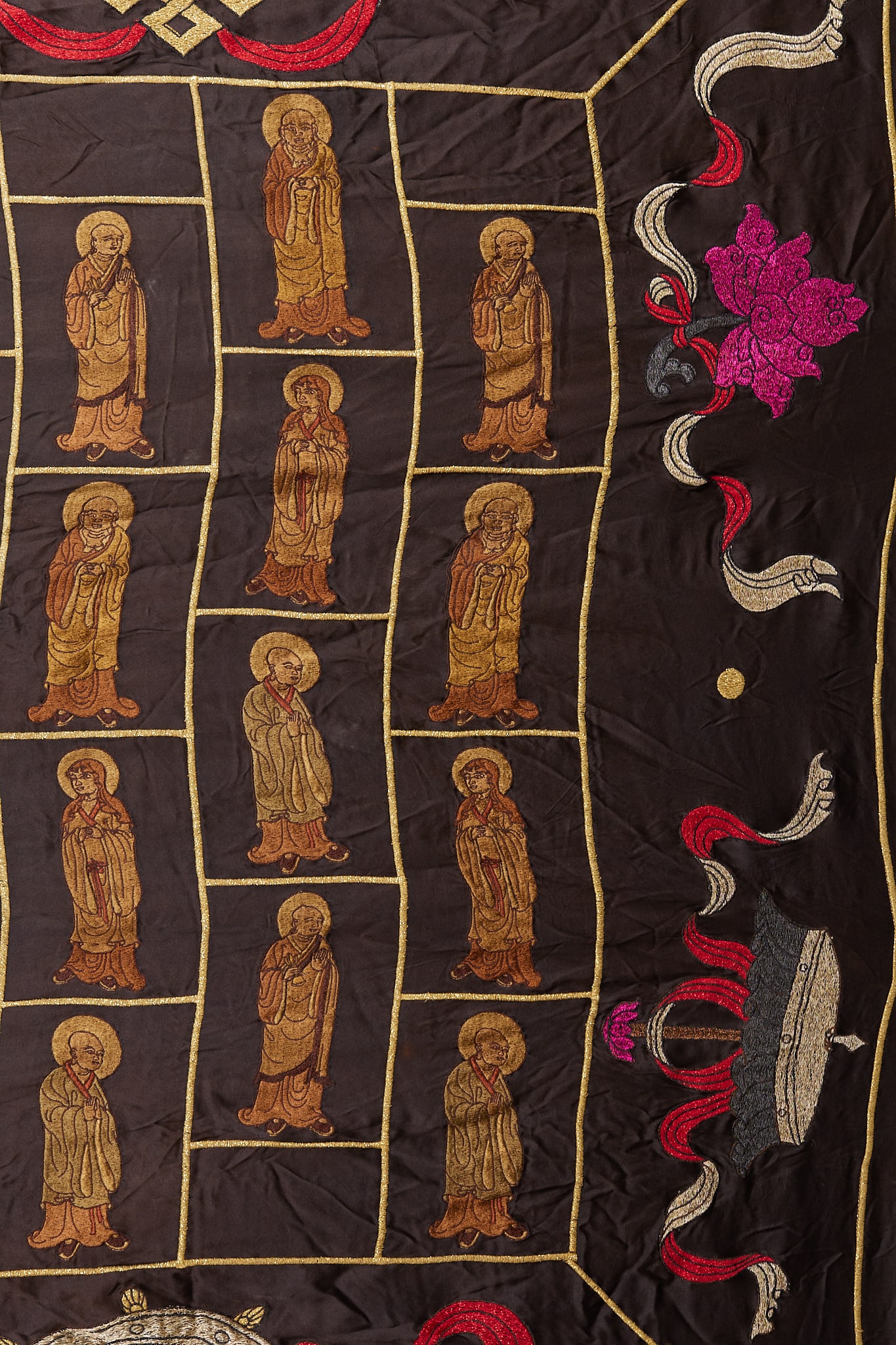 Sutra Blanket with Arhat Pattern, Embroidered - 2