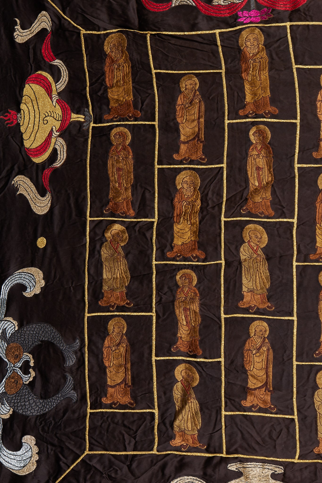 Sutra Blanket with Arhat Pattern, Embroidered - 5