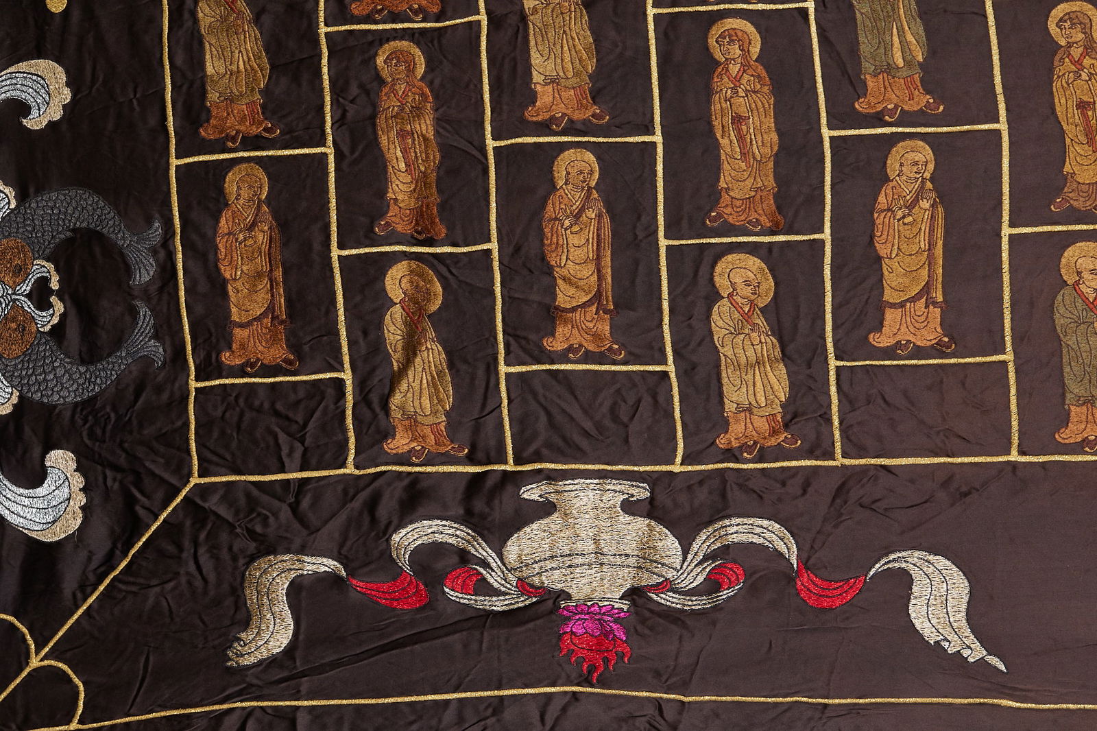 Sutra Blanket with Arhat Pattern, Embroidered - 9