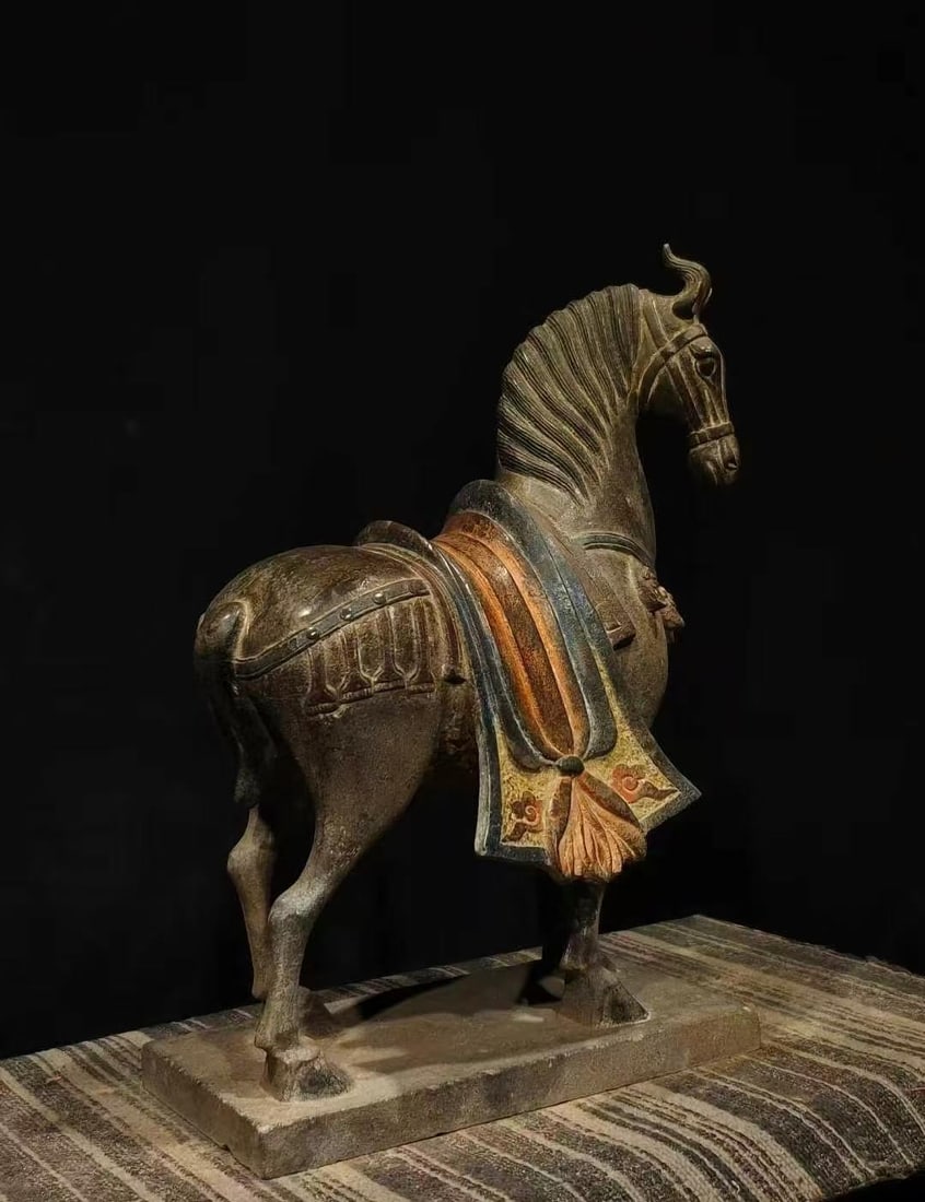 Polychrome Stone Horse - 3