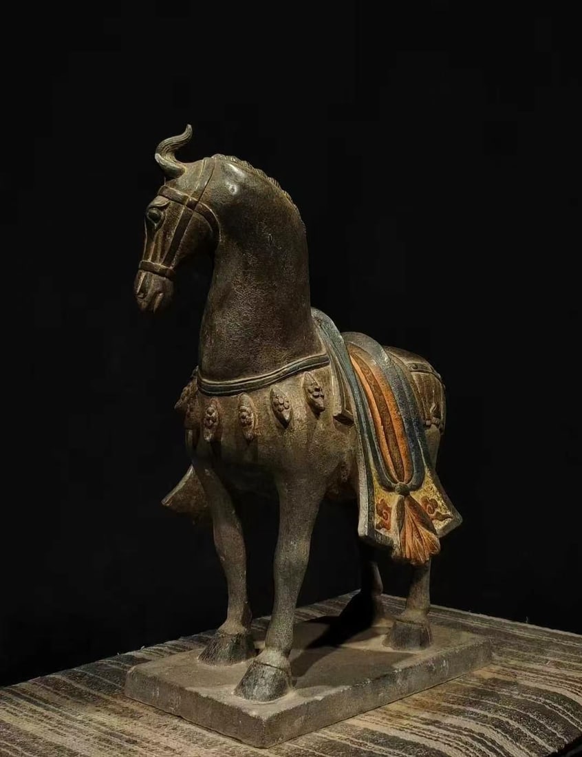 Polychrome Stone Horse - 4