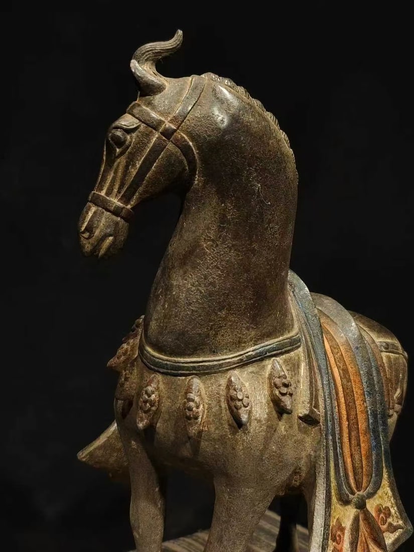 Polychrome Stone Horse - 6