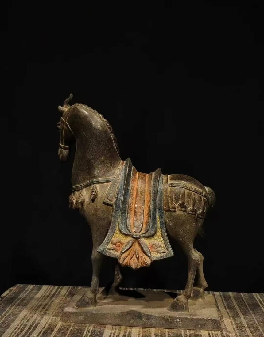 Polychrome Stone Horse - 8