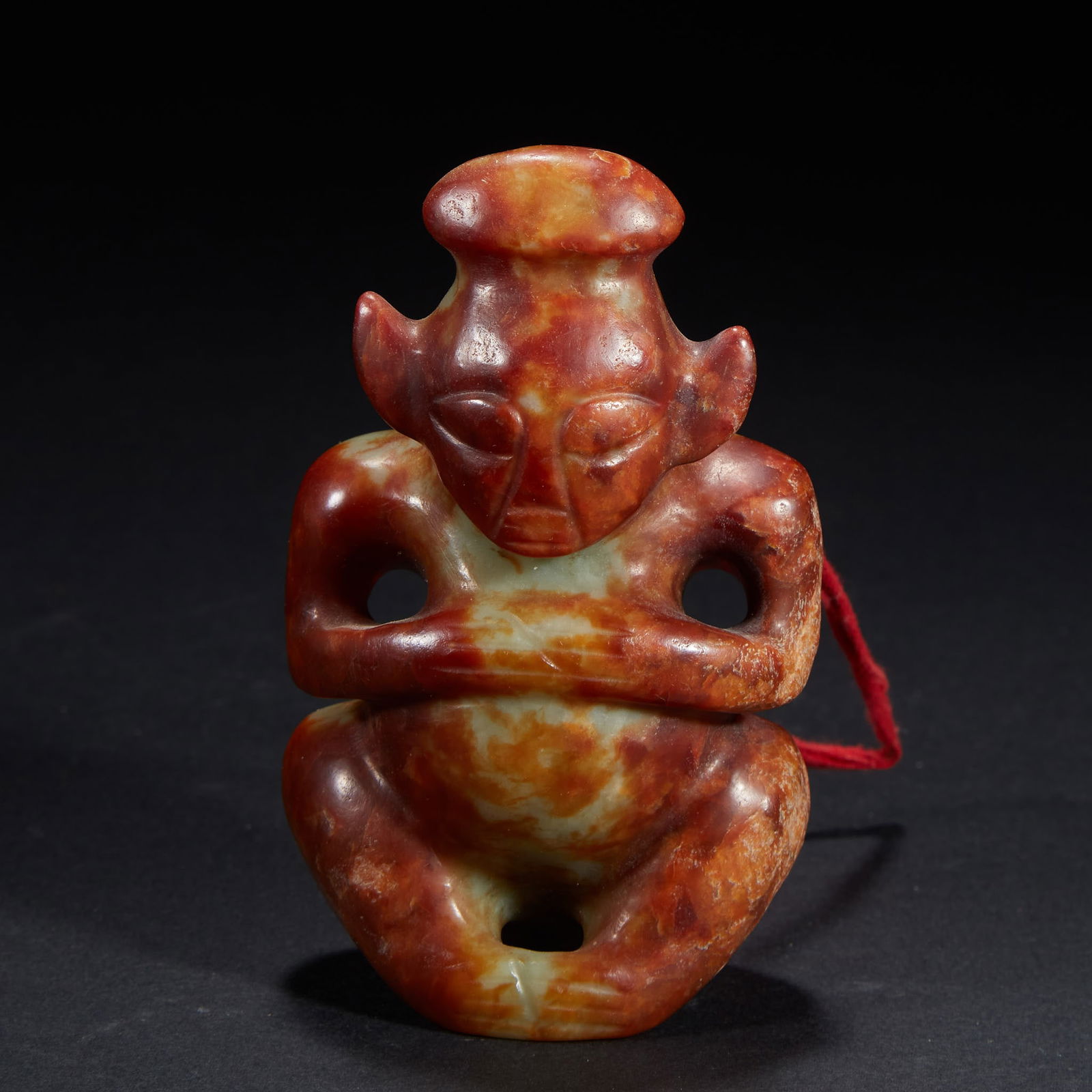 Jade Figurine, Hetian Jade: Hetian Jade Human Figure, 10cm in height, 6cm in length, 3.5cm in thickness and 273g in weight. Produced by a jade workshop in the late Hongshan Culture (about 3500 - 2500 BC) in the Liaohe River