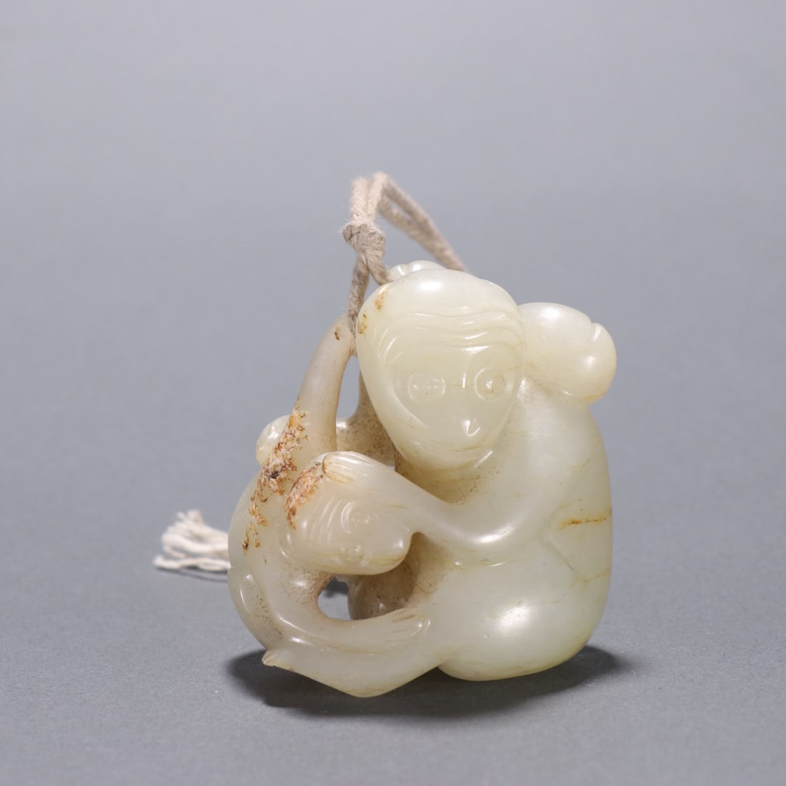 Ornament of Divine Monkey Presenting Longevity, Hetian Jade Carving, Qing Dynasty (1 of 9)