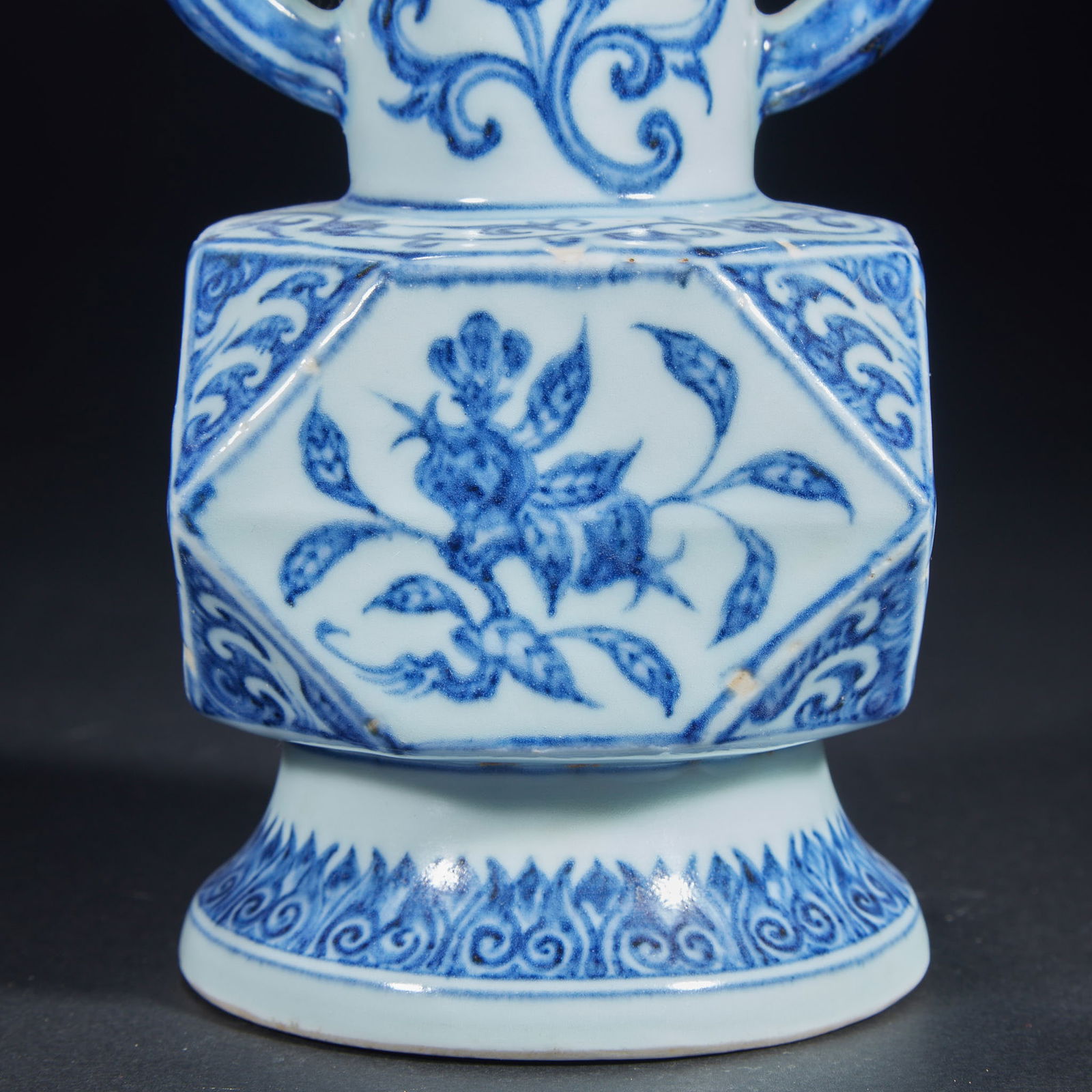 Blue and White Octagonal Vase - 2