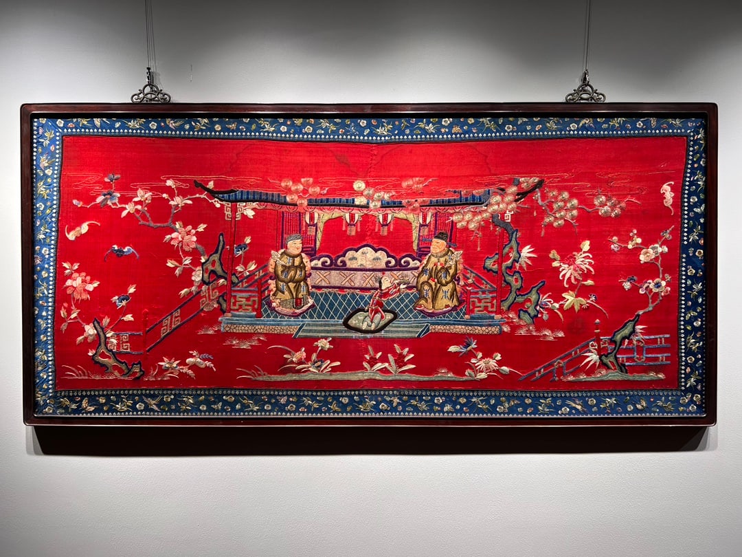 Embroidery Guo Ziyi Celebrating a Birthday , Late Qing to Republic of China: Embroidered Guo Ziyi's Birthday Celebration , Late Qing to the Republic of China, 162 75cm