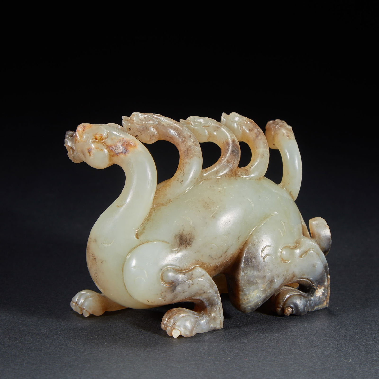 Jade Beast Ornament, Hetian Jade: Hetian Jade Beast Ornament, H:6.5cm, L:8cm, W:4cm, Wt:252g